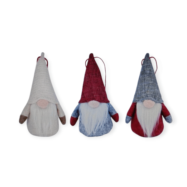 3 Mini Gnomi Shiny Hat H.14cm