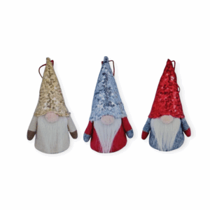 3 Mini Gnomi Paillettes H.14cm