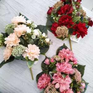Bush 12 Fiori Dalia e Boccioli Glance H.48cm (3colori)
