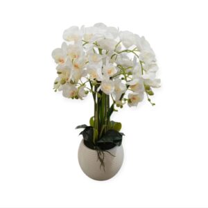Orchidea White Round Pot 63fiori H.63cm
