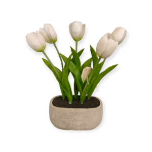 Vaso 5 Tulipani Real Touch Cemento H.27cm (2Colori)