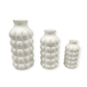 Set 3 vasi Ceramica Perla Bianca Collo