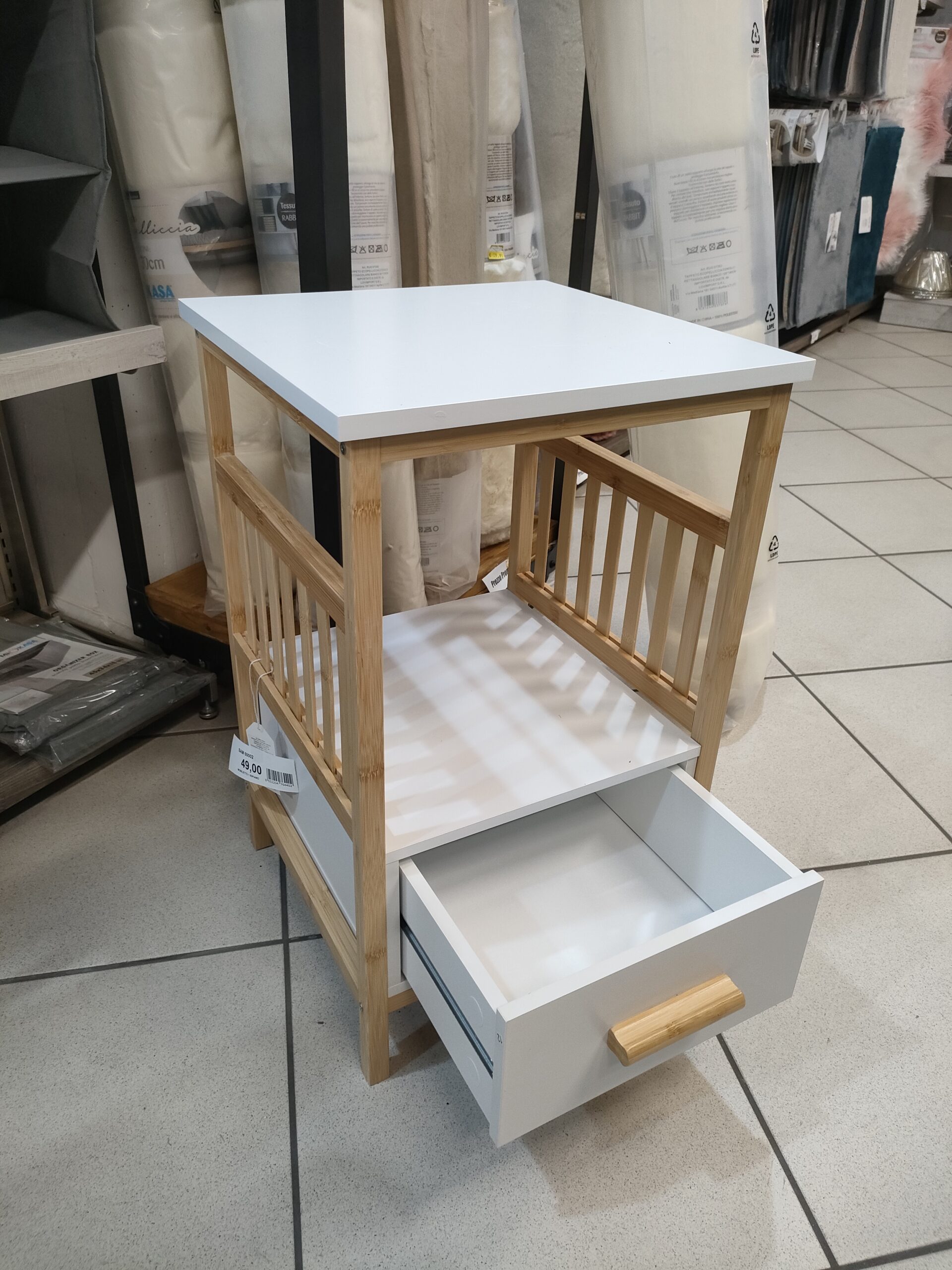 MOBILETTO 1 RIPIANO WHITE BAMBOO 38*38*61,5CM - immagine 3