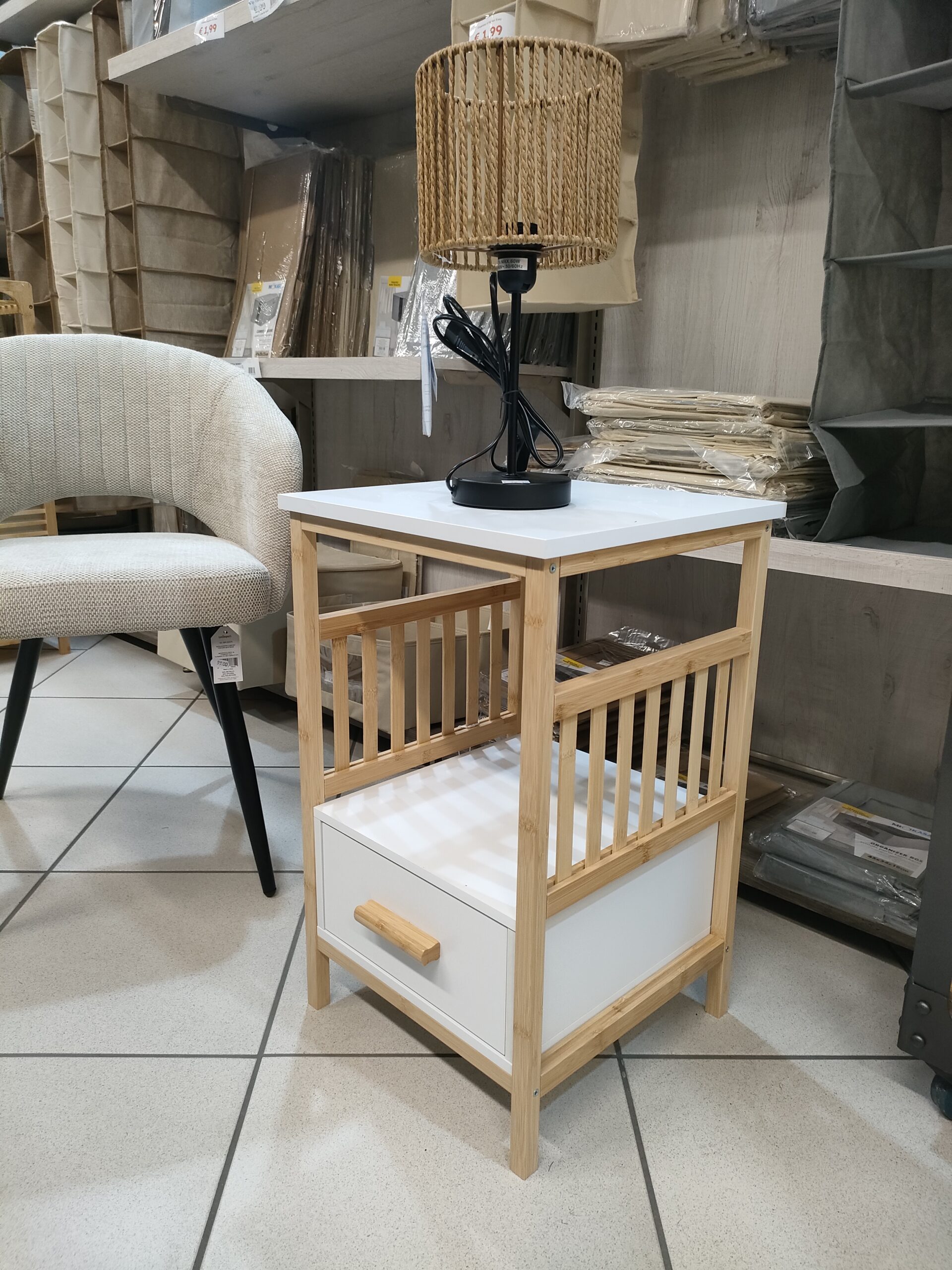 MOBILETTO 1 RIPIANO WHITE BAMBOO 38*38*61,5CM - immagine 2