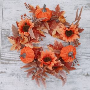 Ghirlanda Autunnale Zucche Girasoli 34cm
